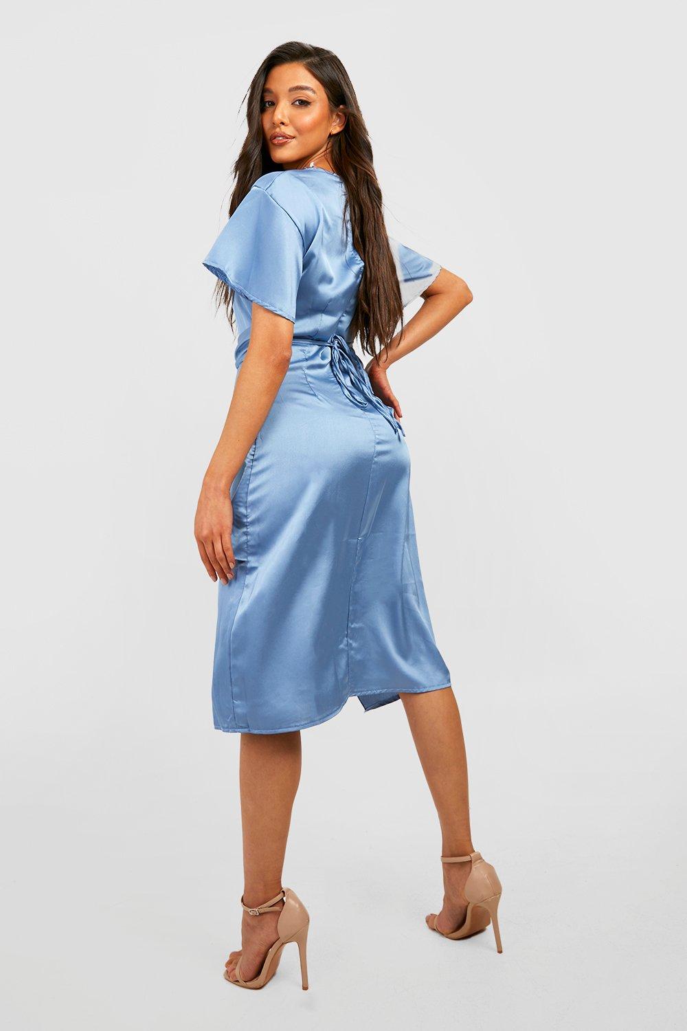 Satin Twist Midi Dress boohoo CA